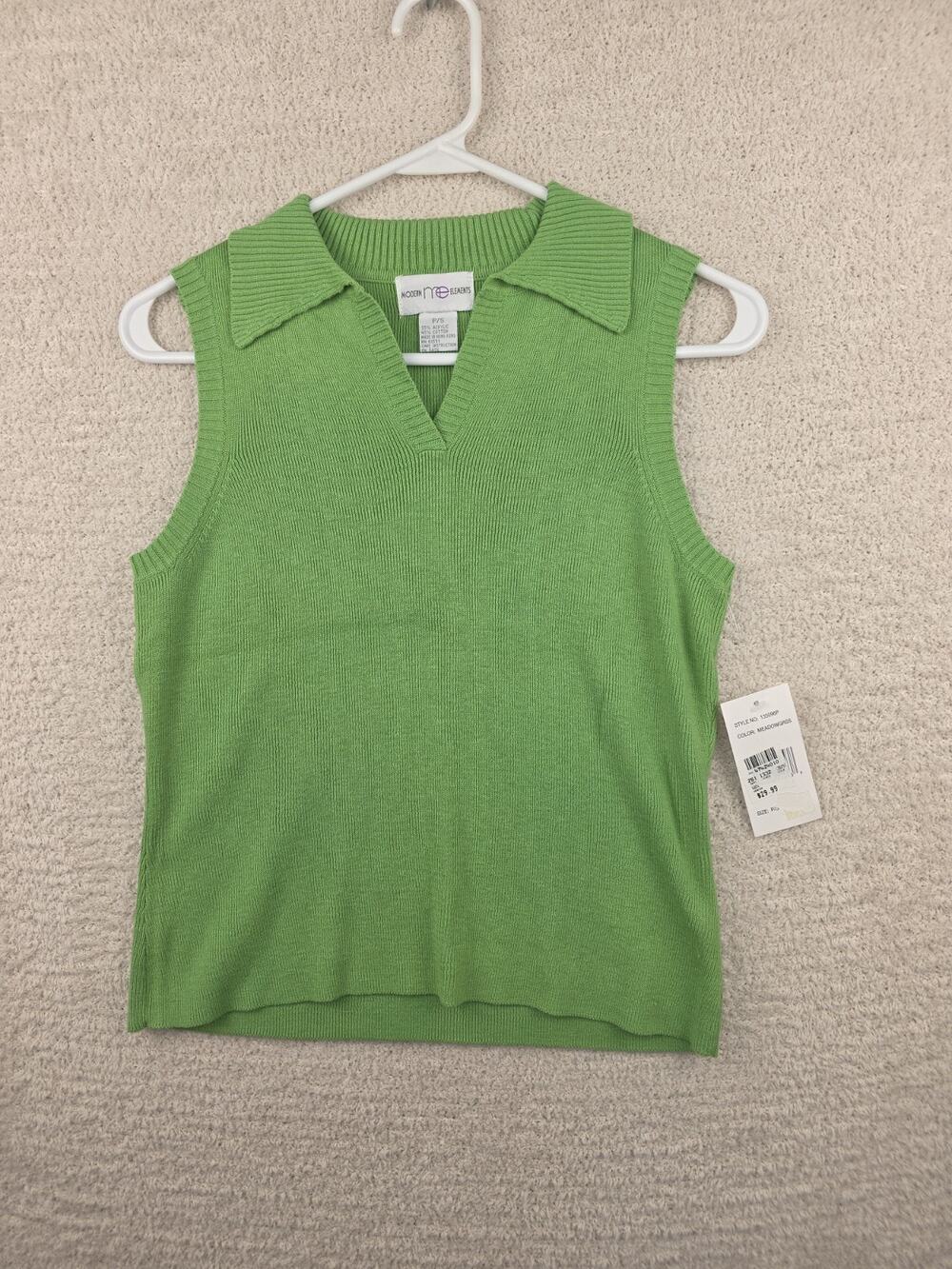 Modern Elements Women's Sleeveless Collared V-Neck Ribbed Knit Sweater Top P/S